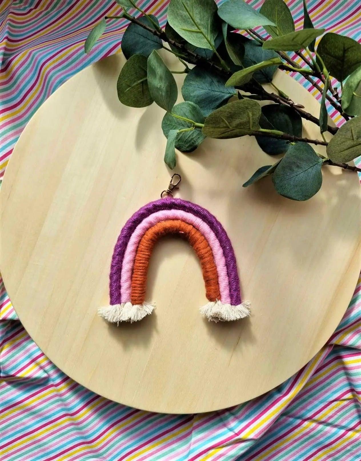 Macrame Keychain Macrame Rainbow key Chain  | Bag Accessories - Stardust Melbourne